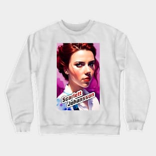 scarlett ingrid johansson watercolor hand drawing graphic design and illustration by ironpalette Crewneck Sweatshirt